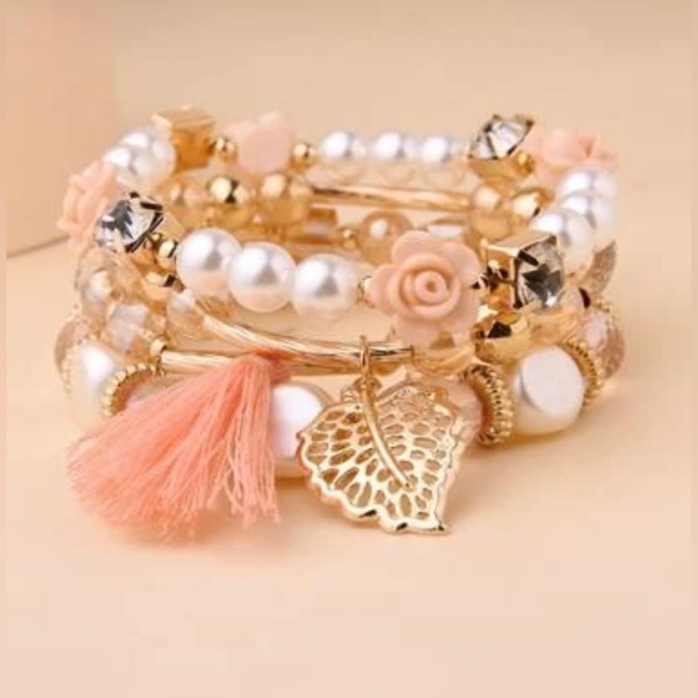 NWT Beaded and Faux Pearl Bracelets set of 4